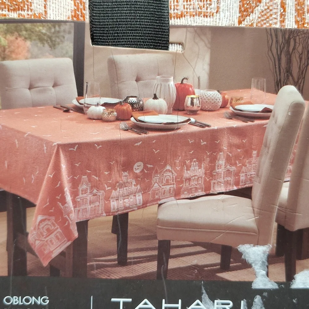 Tahari Fall/Halloween Orange Tablecloth 60X102